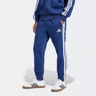 Adidas Originals 3 Stripe Mens Regular Fit Fleece Active Jogger Pant In Blue