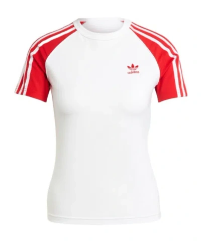 Adidas Originals Coloured Blocks And Stripes T-shirt In White