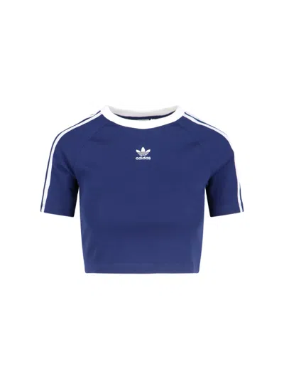 Adidas Originals 3-stripes Baby Crop T-shirt In Blue
