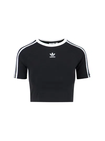 Adidas Originals '3-stripes Baby' Crop T-shirt In Black  