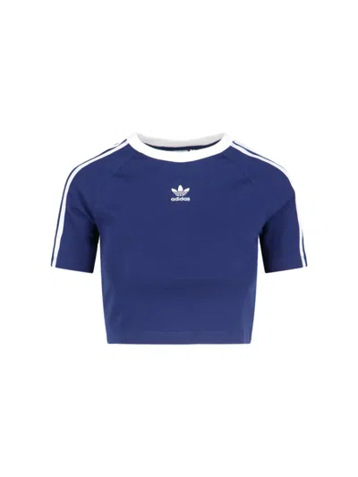 Adidas Originals '3-stripes Baby' Crop T-shirt In Blue