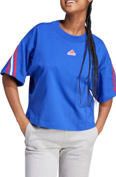 Adidas Originals 3-stripes Cotton T-shirt In Semi Lucid Blue