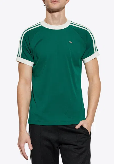 Adidas Originals 3-stripes Crewneck T-shirt In Cgreen
