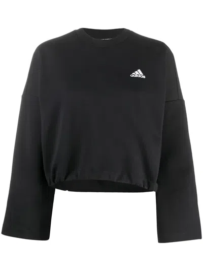 Adidas Originals 3-stripes Cropped Sweatshirt In Blue