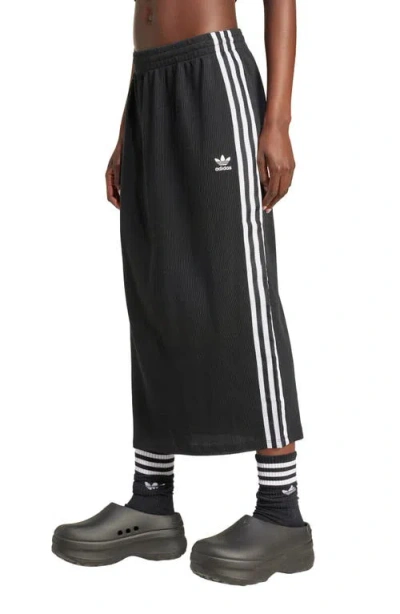 Adidas Originals 3-stripes Knit Midi Skirt In Black