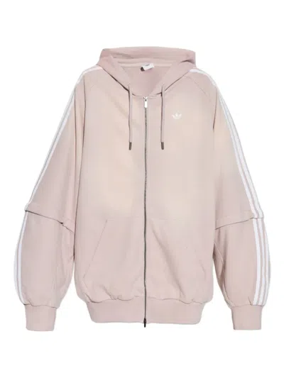 Adidas Originals 3-stripes Logo Zip-up Hoodie In Pink