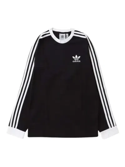 Adidas Originals 3-stripes Long-sleeve T-shirt In 黑色