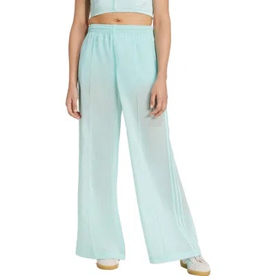 Adidas Originals 3-stripes Sheer Wide Leg Track Pants In Semi Flash Aqua