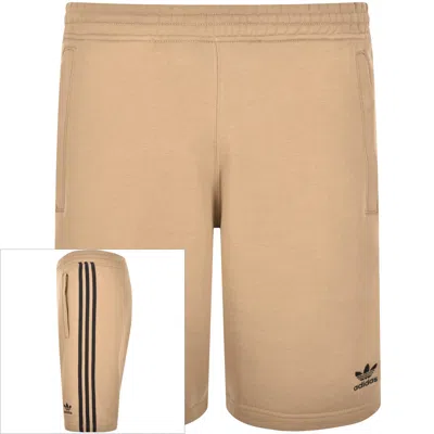 Adidas Originals 3 Stripes Shorts Brown In Gold