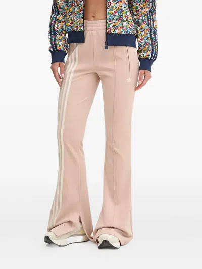 Adidas Originals 3-stripes Firebird Flare Track Pants In Neutral