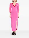 Adidas Originals 3-stripes V-veck Midi Dress In Pink