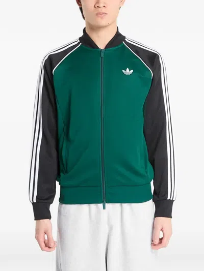 Adidas Originals 3-stripes Zip-up Sweatshirt In Green