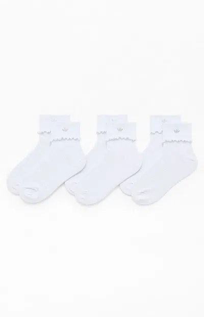 Adidas Originals 3-pack Originals Cuffed Ruffle Socks In White/gray