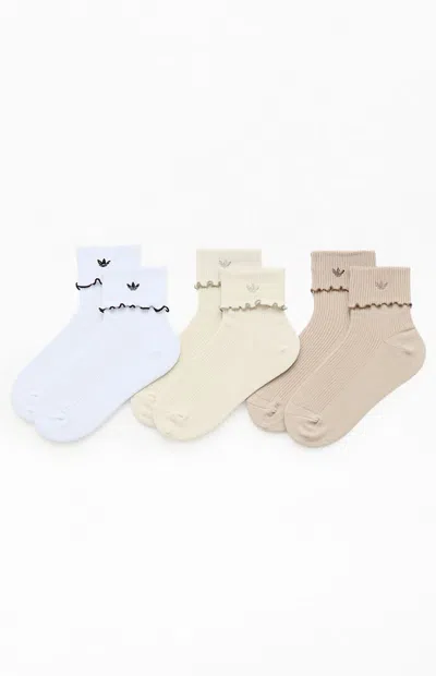Adidas Originals 3-pack Originals Natural Cuffed Ruffle Socks In Brown