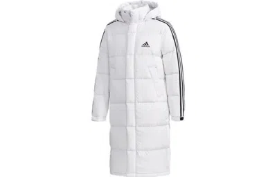 Pre-owned Adidas Originals 3st Long Parka Warm Solid Mid-length Down Jacket With Hooded Outerwear - Eh3991 In White