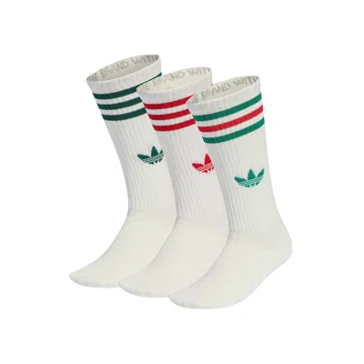 Pre-owned Adidas Originals 3-stripes High Crew Socks 3 Pairs 'off White / Off White / Off White' | Men's Size