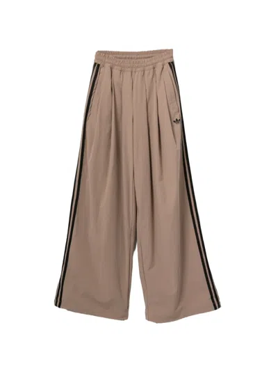 Adidas Originals 3-stripes Pleated Track Pants In Brown