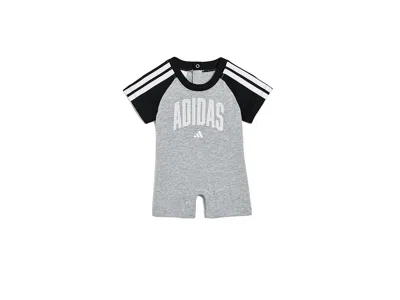 Adidas Originals Kids' 3-stripes Raglan Heather Coverall (infant) Boy's Sets Medium Grey Heather : 6 Months, Cotton/jersey/ In Gray