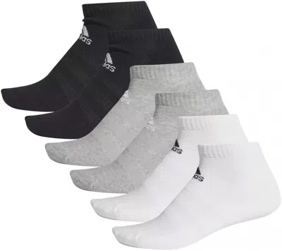 Pre-owned Adidas Originals 50 Adidas Low-cut Socks Heel-to-toe Cushioning 6 Pairs Black/grey/white Dz9380