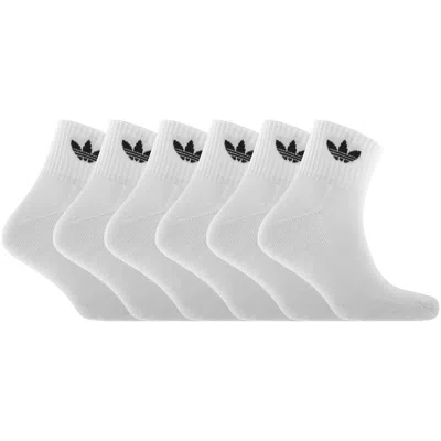 Adidas Originals 6 Pack Mid Ankle Socks White