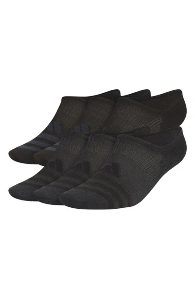 Adidas Originals 6-pack Superlite No-show Socks In Black/ Night Grey