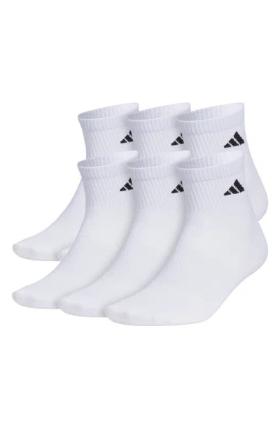 Adidas Originals 6-pack Superlite Quarter Socks In White/ Black