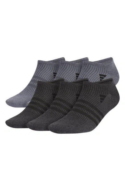 Adidas Originals 6-pack Superlite Super No-show Performance Socks In Onix Grey/ Black