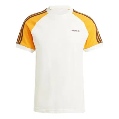 Adidas Originals '80s Premium 3-stripes T-shirt 'white Yellow' Asia Sizing