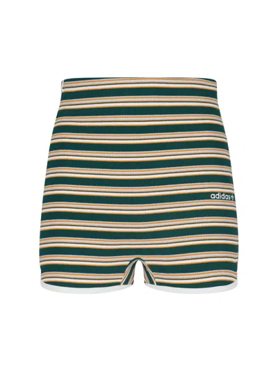Adidas Originals Ribbed Striped Booty Shorts In Multi