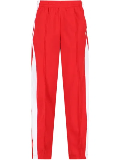 Adidas Originals Straight Trousers With Elastic Waistband And Side Stripes In Red