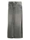 Adidas Originals Adicolor 3-stripes Denim Maxi Skirt In Gray