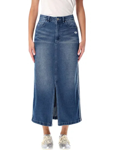 ADIDAS ORIGINALS ADIDAS ORIGINALS ADICOLOR 3-STRIPES DENIM PENCIL SKIRT