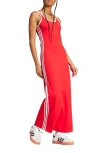Adidas Originals Adicolor 3-stripes Maxi Dress In Better Scarlet/white