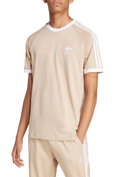 Adidas Originals Adicolor Classics 3-stripes Cotton T-shirt In Magic Beige