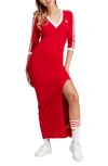Adidas Originals Three Stripes Red Maxi Dress In Better Scarlet