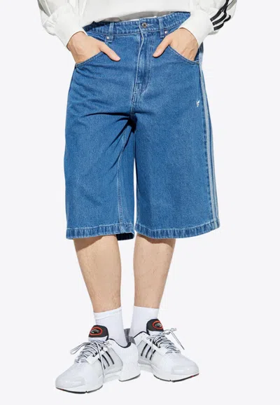 Adidas Originals Adicolor Denim Firebird Shorts In Blue