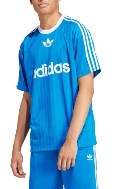 Adidas Originals Adicolor Relaxed Fit Poly T-shirt In Bluebird/ White