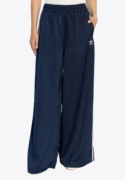 Adidas Originals Adicolor Satin Wide-leg Track Pants In Blue
