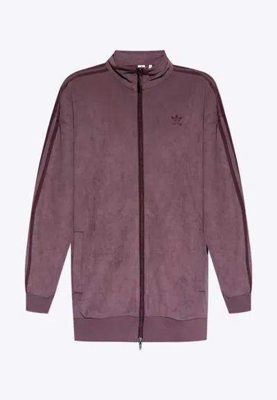 Adidas Originals Logo Embroidered Zipped Sweatshirt In Purple