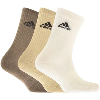 Adidas Originals Adidas 3 Pack Cushioned Crew Socks In Brown