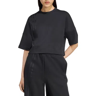 Adidas Originals Adidas 3-striped Boxy T-shirt In Black