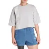 Adidas Originals Adidas 3-striped Boxy T-shirt In Gray