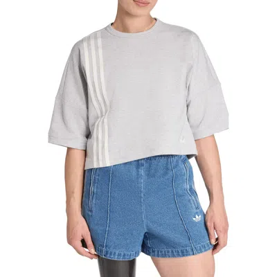 Adidas Originals Adidas 3-striped Boxy T-shirt In Gray