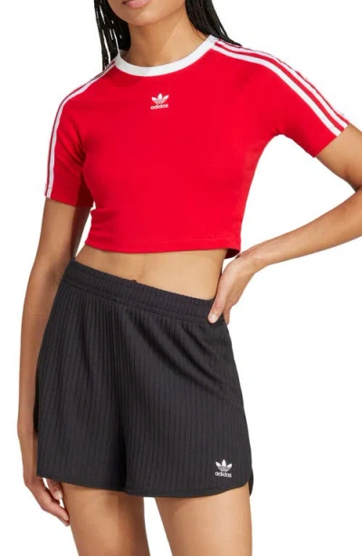 Adidas Originals Adidas 3-stripes Baby Tee In Red