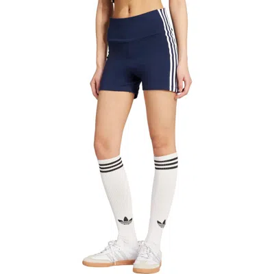 Adidas Originals Adidas 3-stripes Booty Bike Shorts In Blue