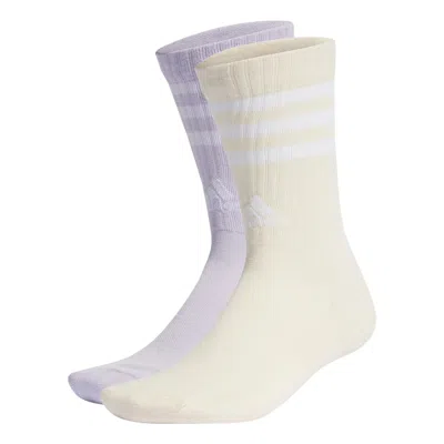 Adidas Originals Adidas 3-stripes Cushioned Crew Socks 'yellow Purple' In Multi