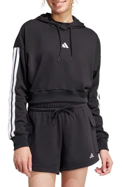 Adidas Originals Adidas 3-stripes French Terry Crop Hoodie In Multi