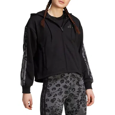 Adidas Originals Adidas 3-stripes Full Zip Hoodie In Black