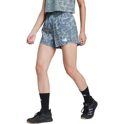 Adidas Originals Adidas 3-stripes High Waist Climacool Shorts In Silver Green