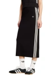 Adidas Originals Ribbed Striped Midi Straight Skirt In Black